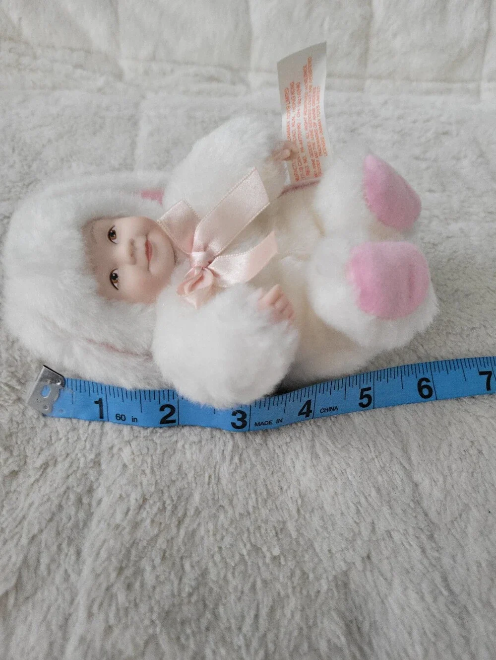 White Plush Bunny Doll with Pink Accents - Soft Kids Toy